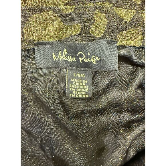 Melissa Paige Women's Long Sleeve Black and Gold Metallic Button Front Blouse L - Picture 12 of 12